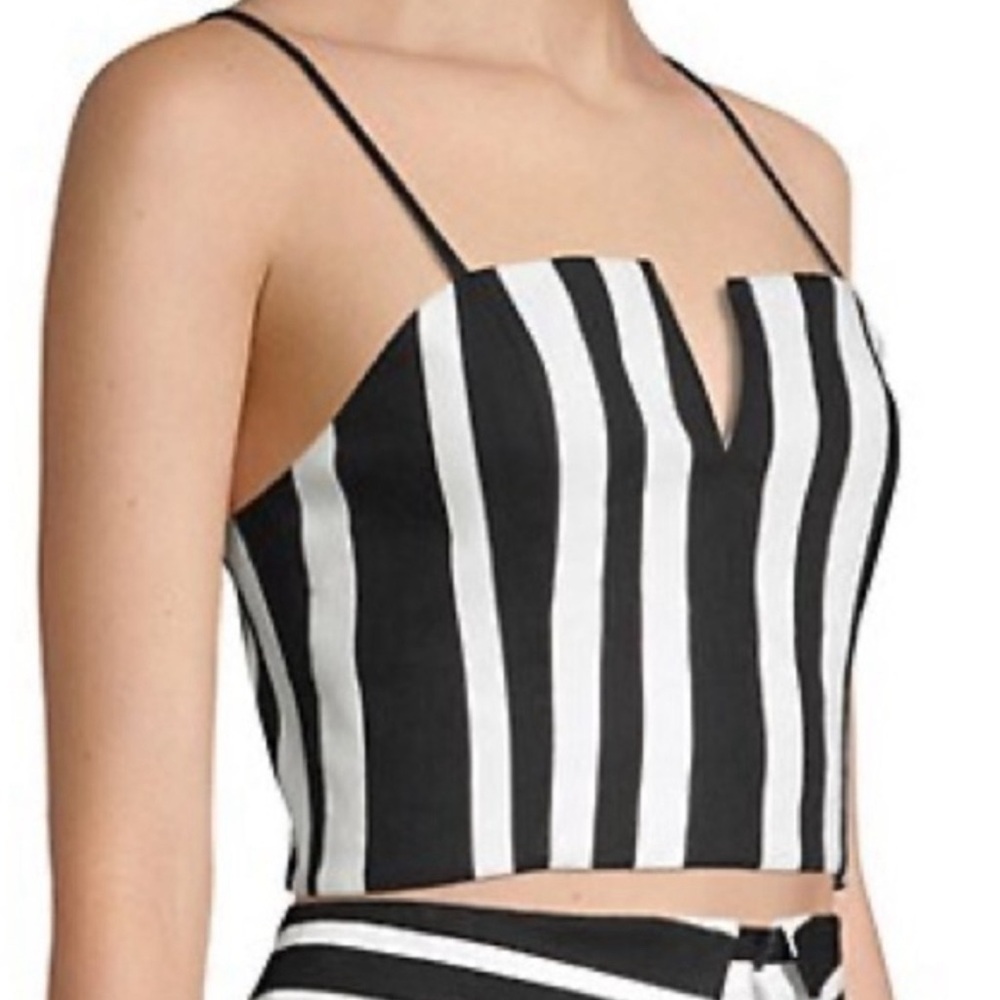 Alice + Olivia Bertie striped linen- blend bustier SIZE US 2